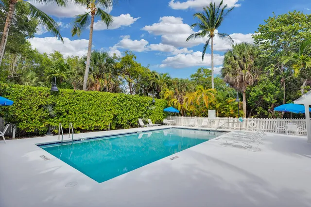 a view of a swimming pool with a yard