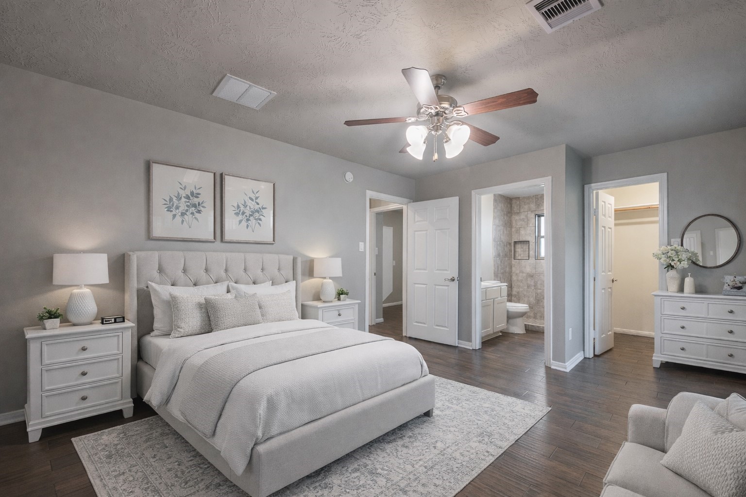 3705 Cabo Road League City, TX 77573 - Photo 23 of 43 a spacious bedroom with a bed and a chandelier