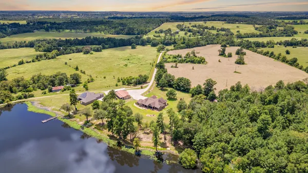 a view of a lake with a mountain in the background
