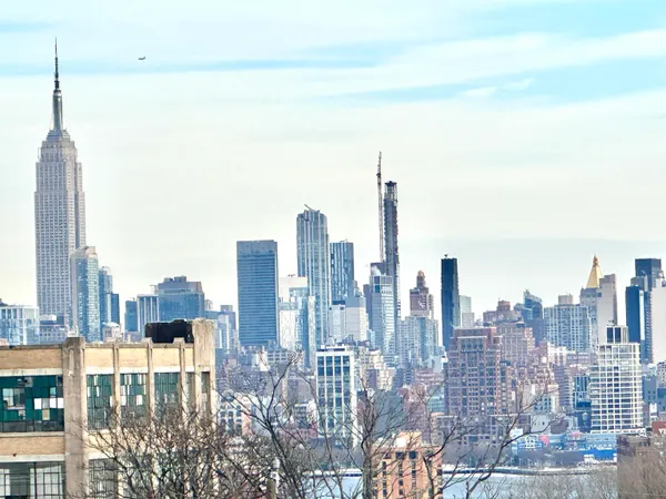 a city view with tall buildings