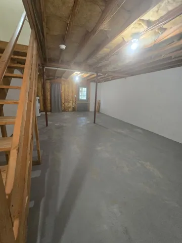 a view of a room with stairs