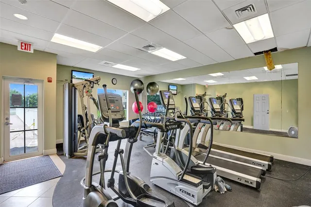 a view of a room with gym equipment