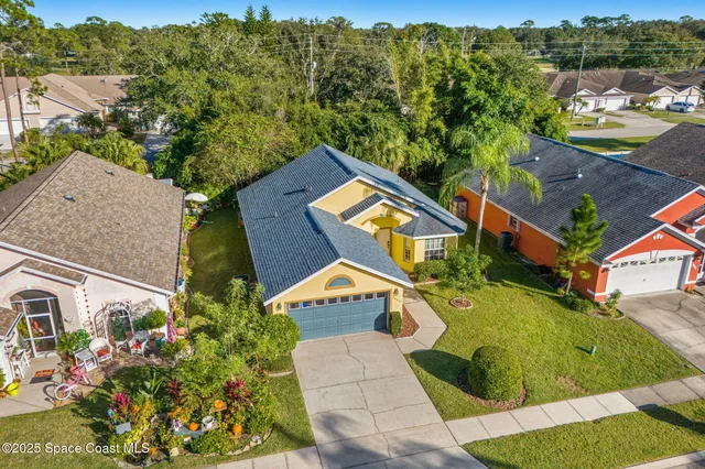 an aerial view of a house