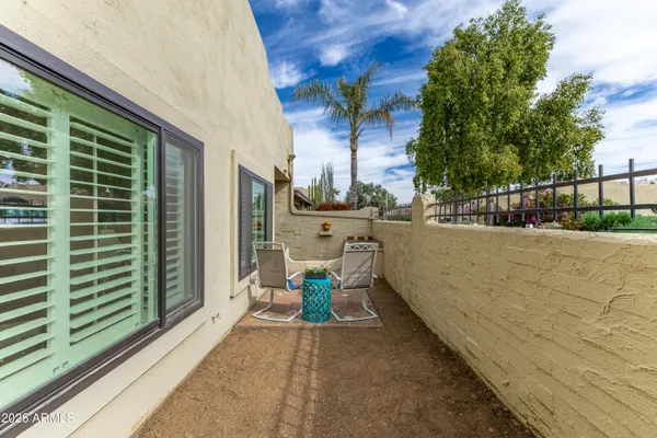 a view of a patio in back yard