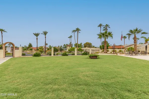 an outdoor space with swimming pool