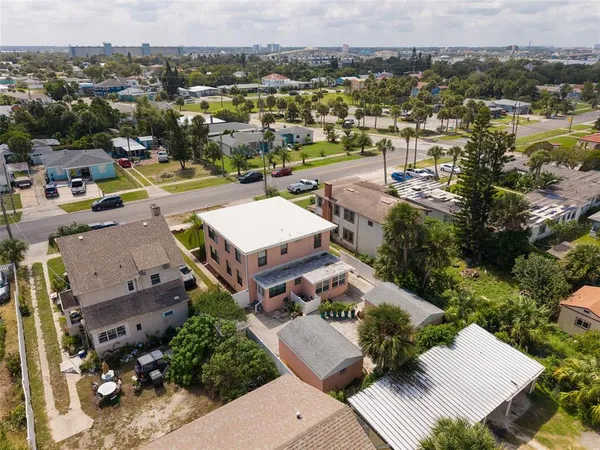 an aerial view of a city with lots of residential buildings