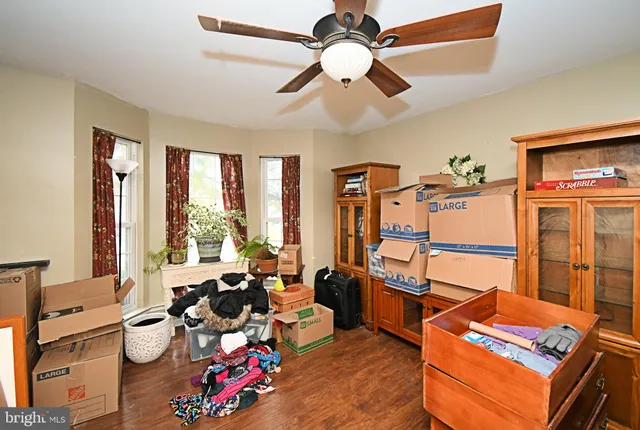 a living room with furniture and a lamp