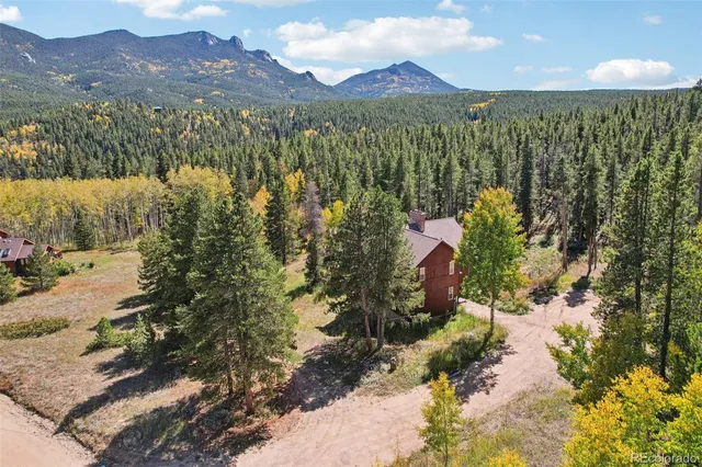a view of a city with mountains in the background