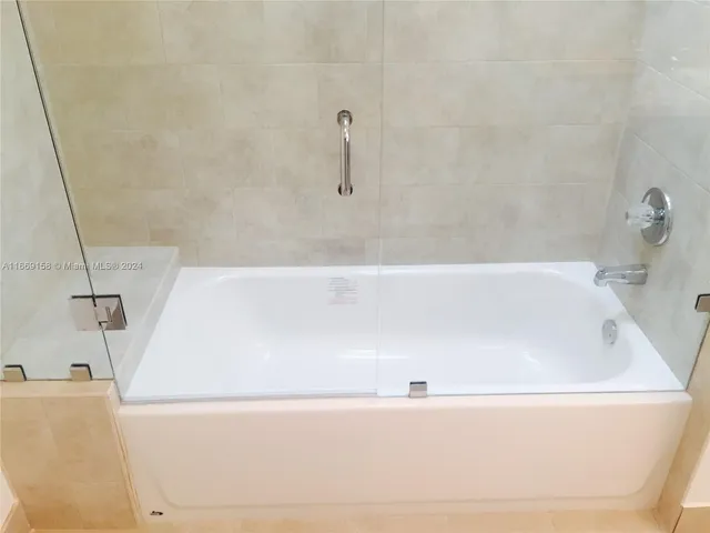 a bathroom with a bathtub