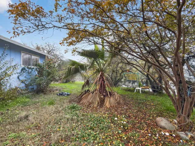 a backyard of a house with lots of green space