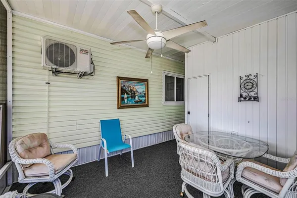 a view of balcony with chairs