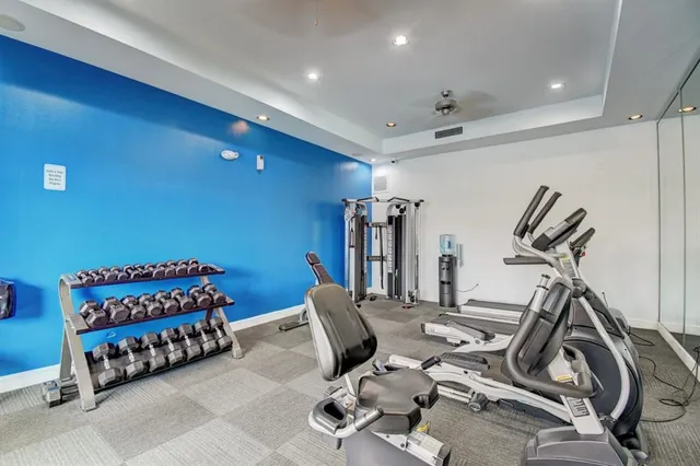 a view of a room with gym equipment