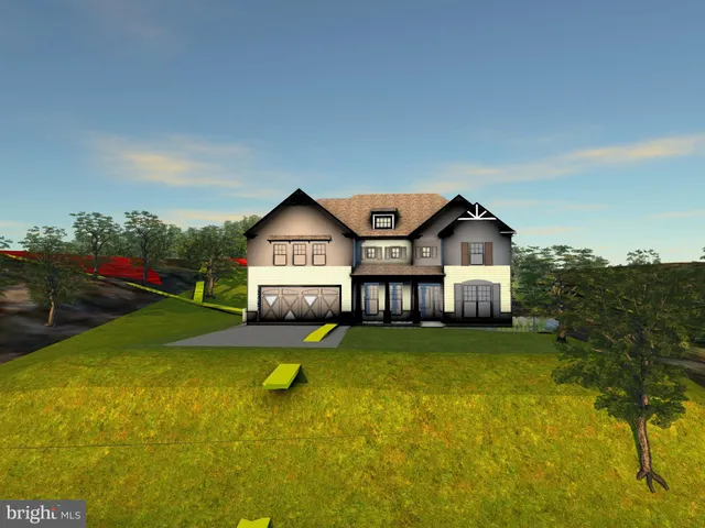 a front view of a house with yard and green space