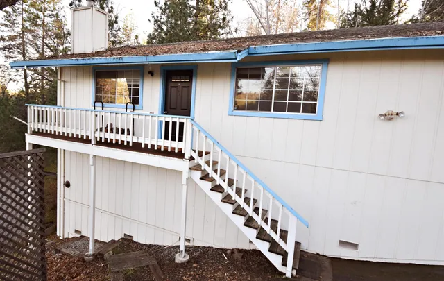 a front view of a house with balcony