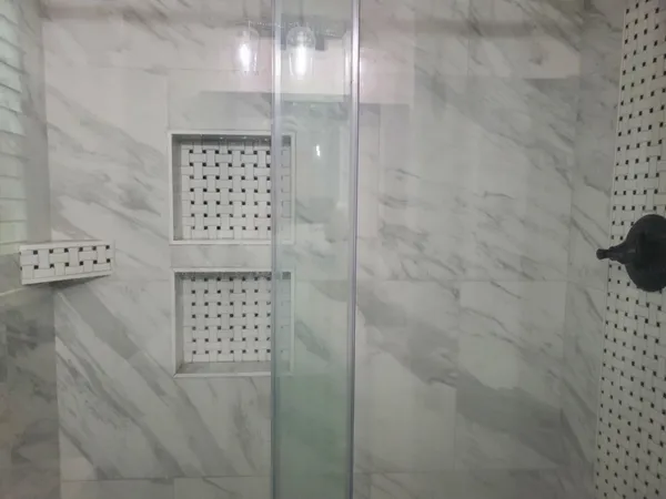 a bathroom with a shower