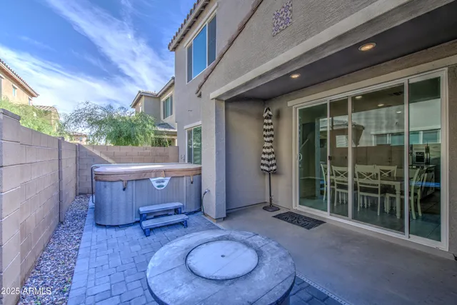 a view of a garden with a slide