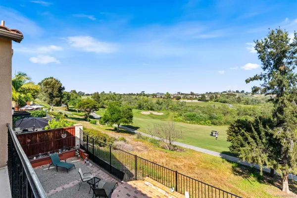 a view of a balcony with an outdoor space