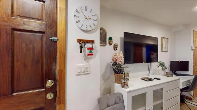 a dining room with wooden floor