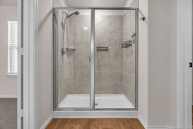 a bathroom with a shower