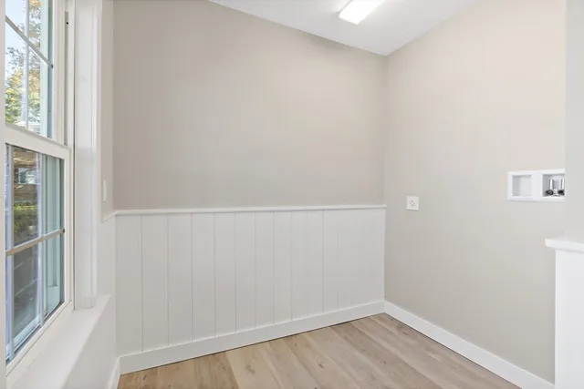 a view of small space with racks on the wall