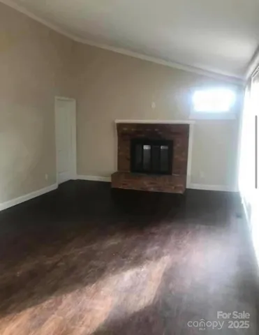 a living room with a fireplace
