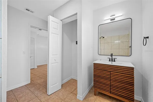 a view of a hallway with entryway