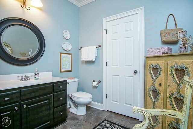 6620 Colaparchee Road Macon, GA 31210 - Photo 29 of 45 a bathroom with a toilet sink vanity and mirror