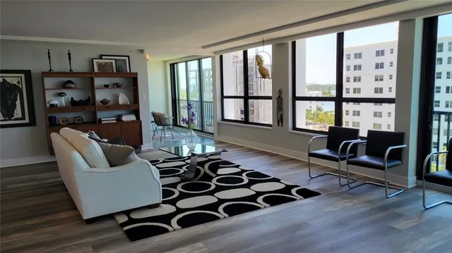 a view of a lake with a beach