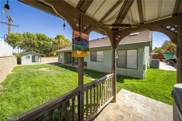 a view of a porch with a backyard