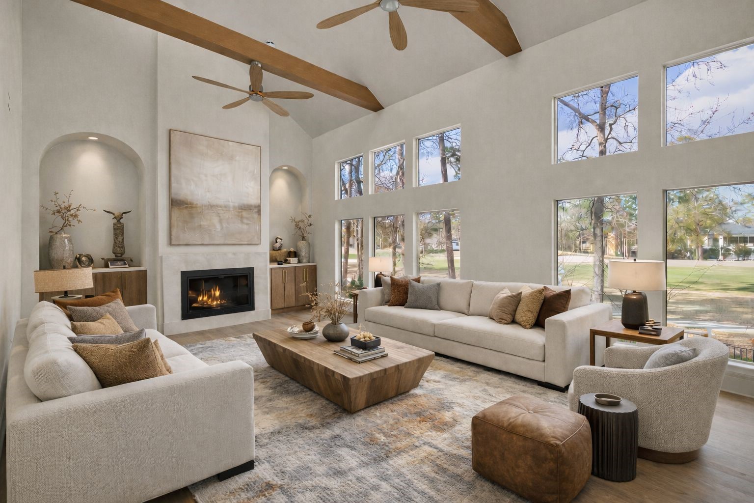 20 Buttonbush Court The Woodlands, TX 77380 - Photo 15 of 43 a living room with furniture and a fireplace