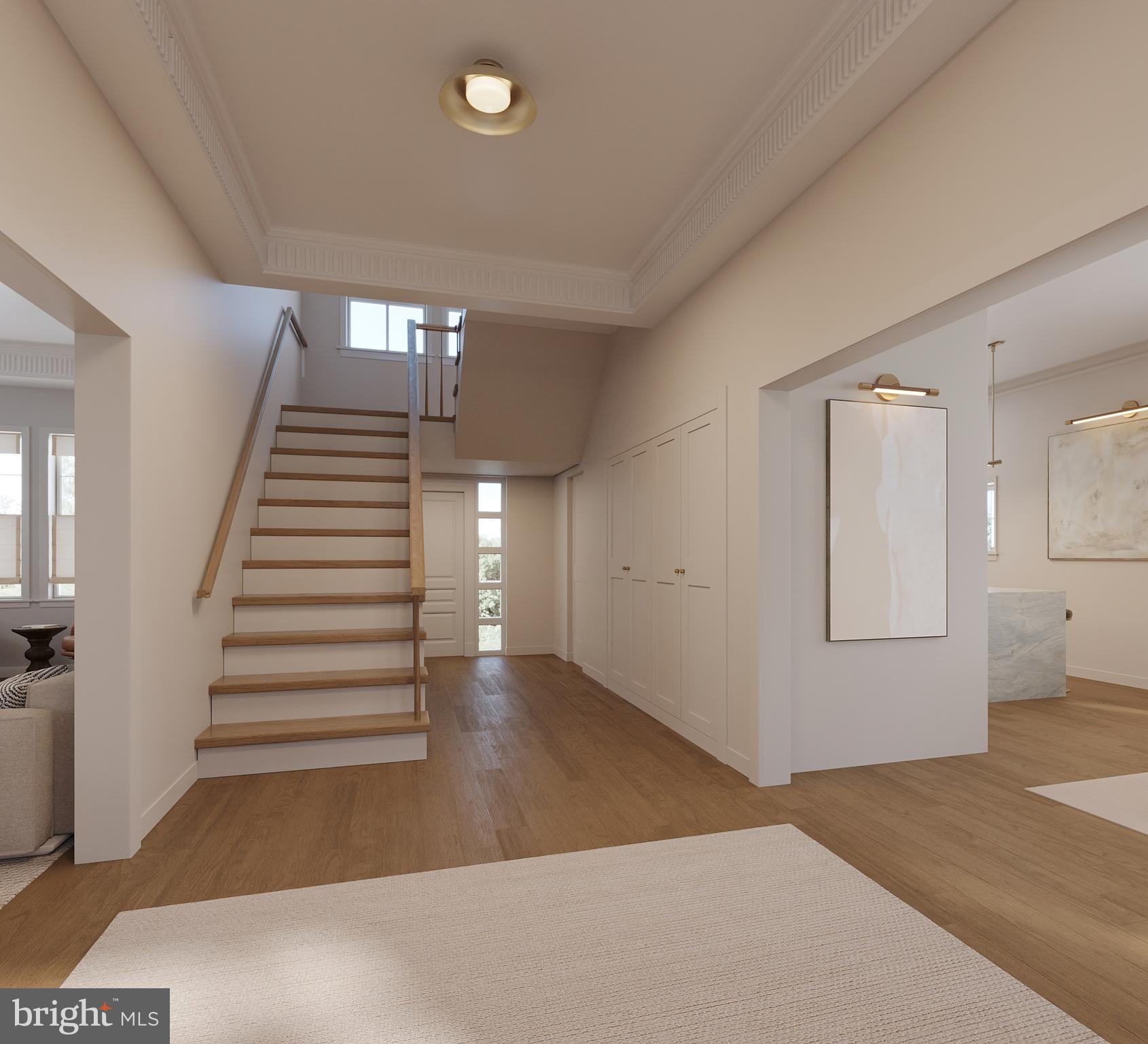 3626 Ordway Street Northwest Washington, DC 20016 - Photo 11 of 17 wooden floor in an empty room with stairs and a living room