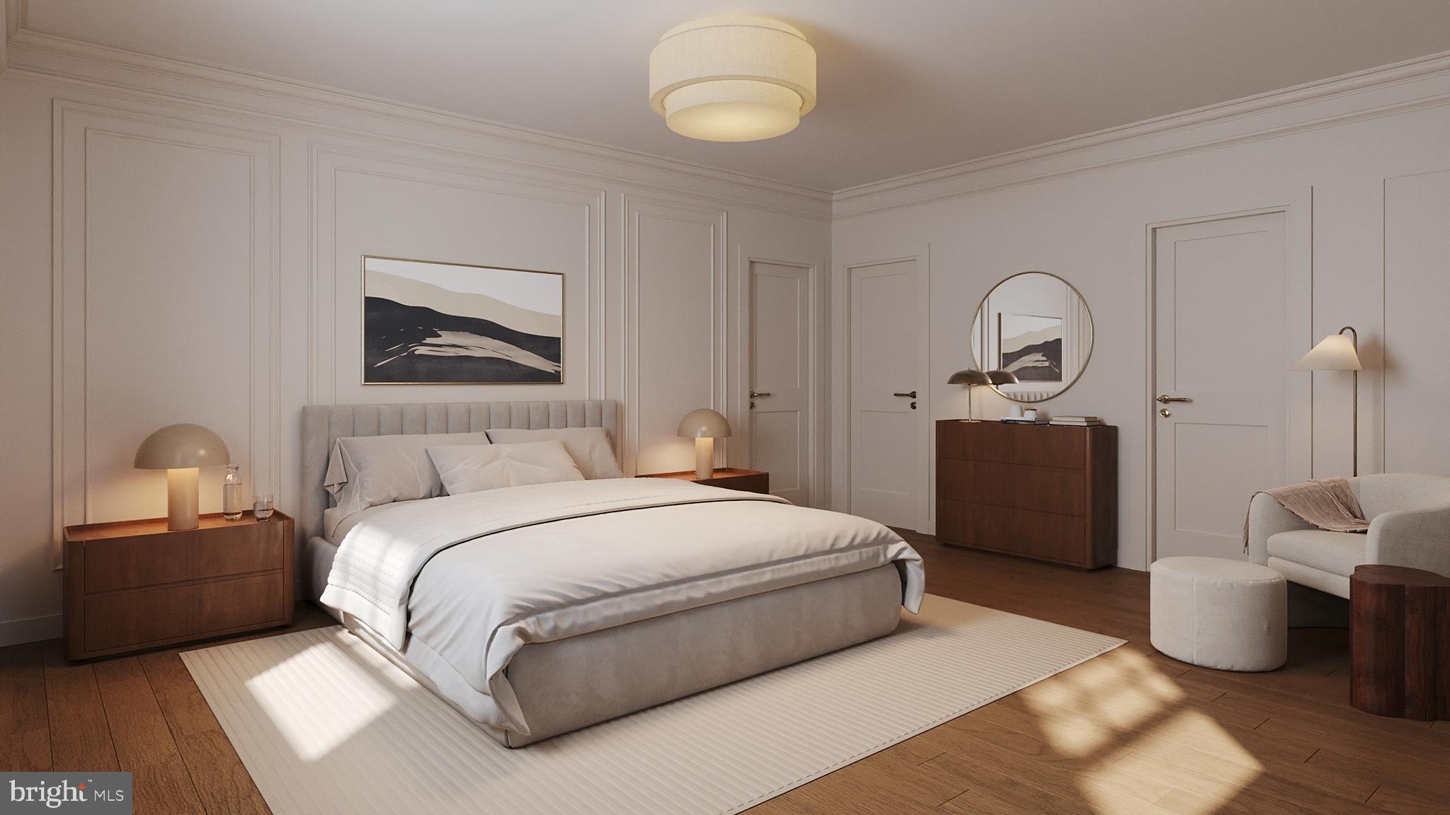 3626 Ordway Street Northwest Washington, DC 20016 - Photo 6 of 17 a bedroom with a bed and a chandelier