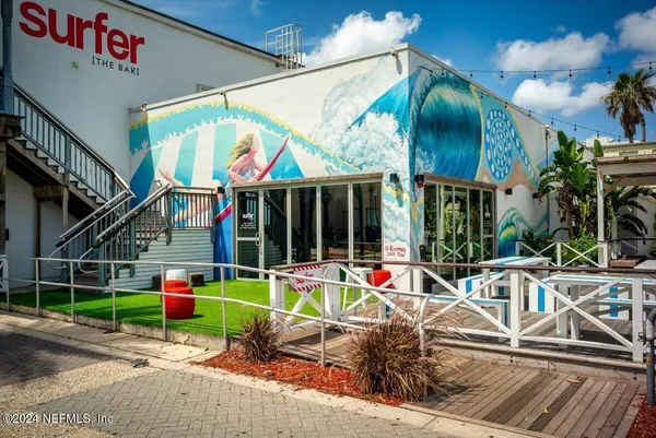 a front view of a building with street