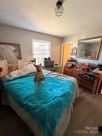 a bed room with bed and window