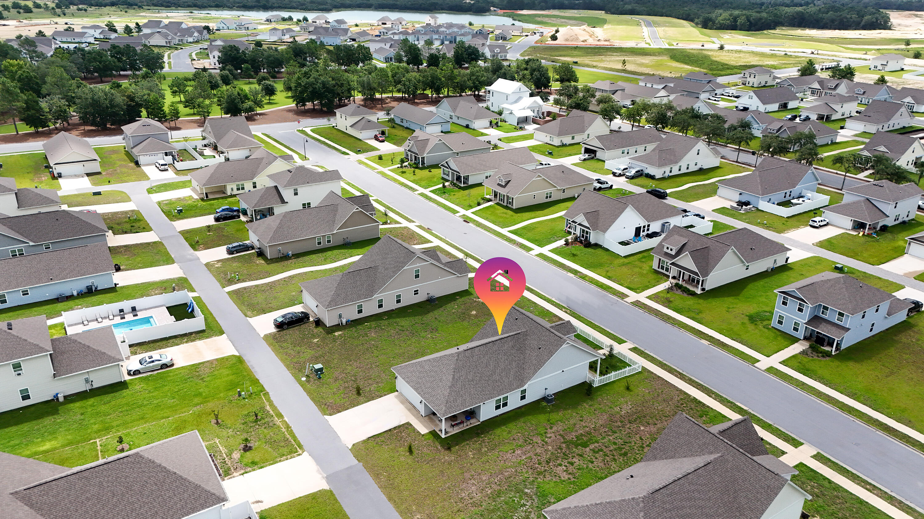 41 Woodsorrel Street Freeport, FL 32439 - Photo 41 of 41 an aerial view of a pool a yard basket ball court and outdoor seating