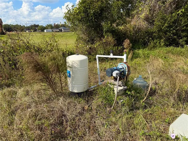 a view of a back yard from a lake