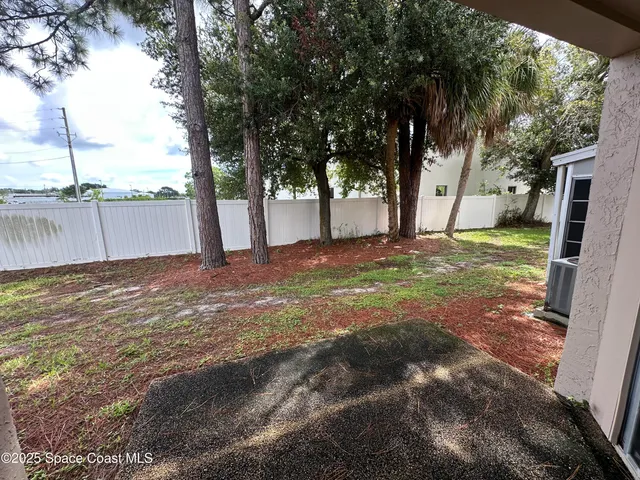 a view of a yard with a tree