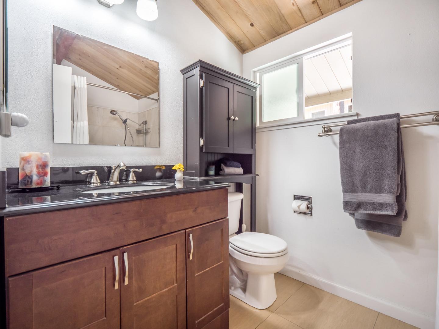 10270 Alba Road Ben Lomond, CA 95005 - Photo 11 of 41 a bathroom with a sink a toilet and a mirror