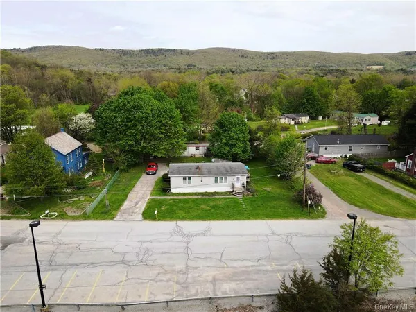 a view of a lush green hillside and houses
