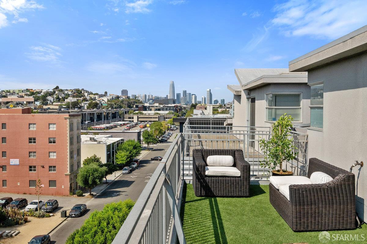 1325 Indiana Street, Unit 301 San Francisco, CA 94107 - Photo 31 of 41 a view of a roof deck with couches and potted plants