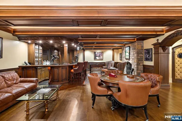 a view of living room with a wooden floor