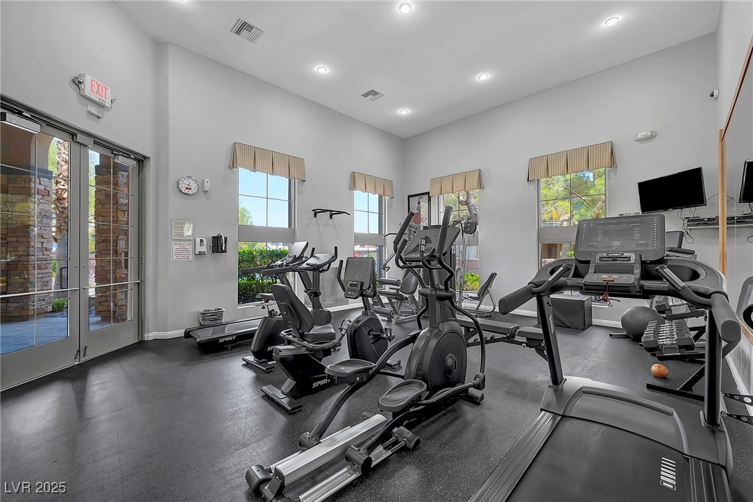 8208 Seven Falls Street North Las Vegas, NV 89085 - Photo 58 of 69 Exercise room with recessed lighting and french doors
