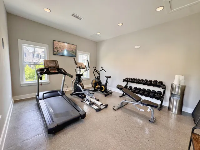 a view of a room with gym equipment
