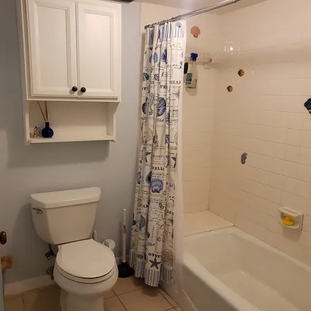 a bathroom with a toilet and a bathtub