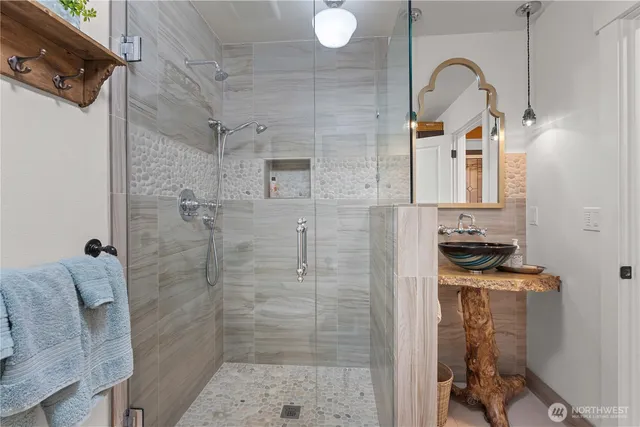a bathroom with a shower