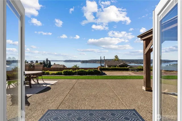 a view of swimming pool from a patio
