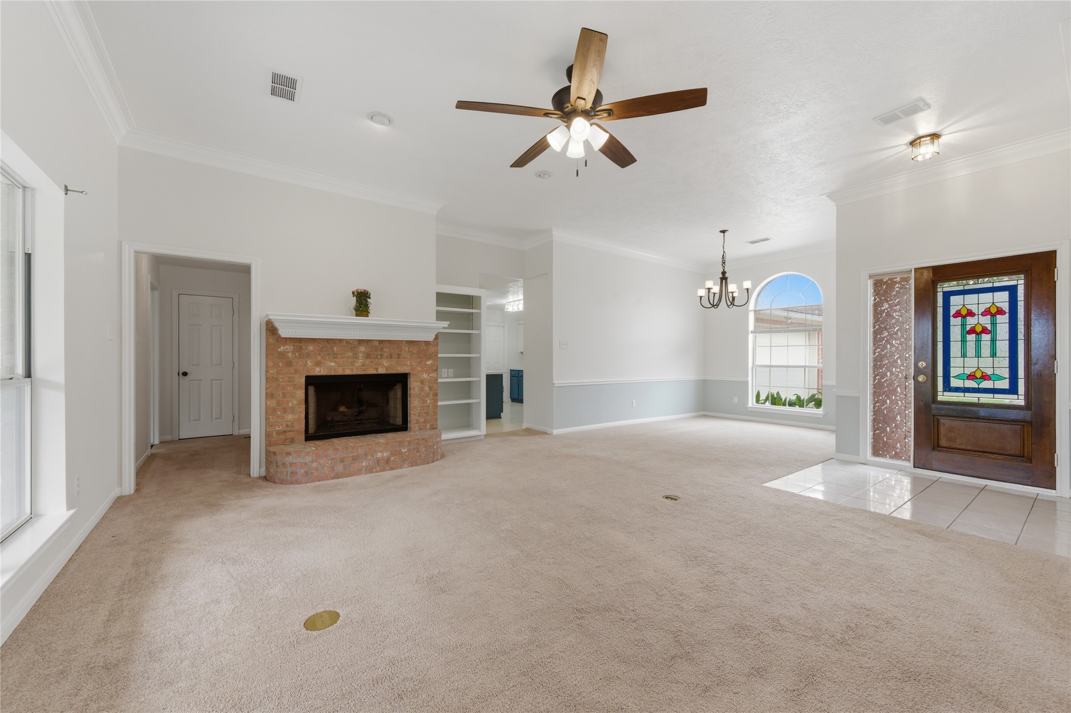 107 Forest Court Conroe, TX 77356 - Photo 11 of 33 Living room with fireplace