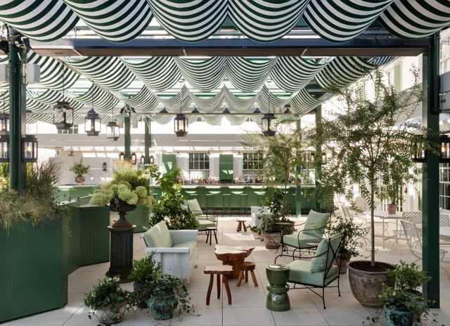 a view of water fountain in front of building