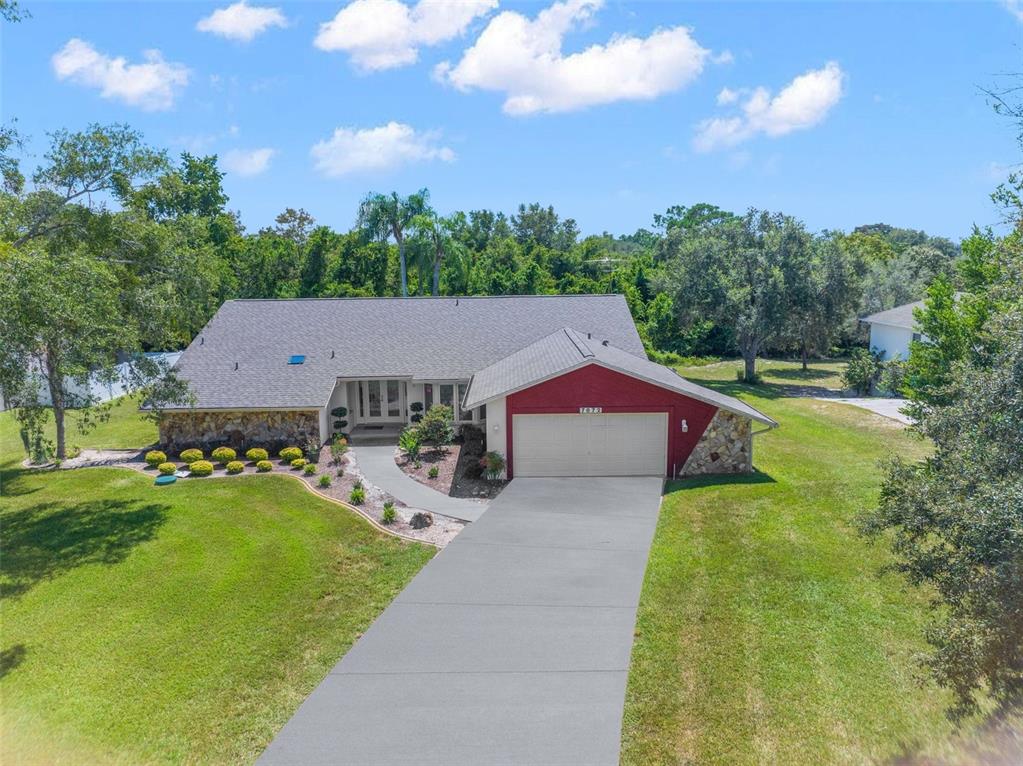 an aerial view of a house