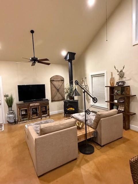 1079 Union Hill Road Mineral Wells, TX 76067 - Photo 28 of 40 a living room with furniture a flat screen tv and a fireplace